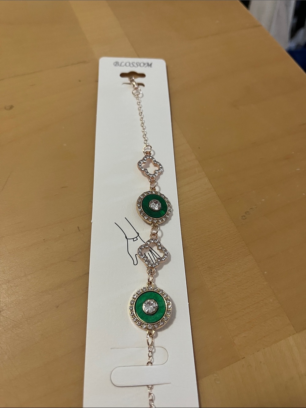 Green and Gold Crystal Link Bracelet